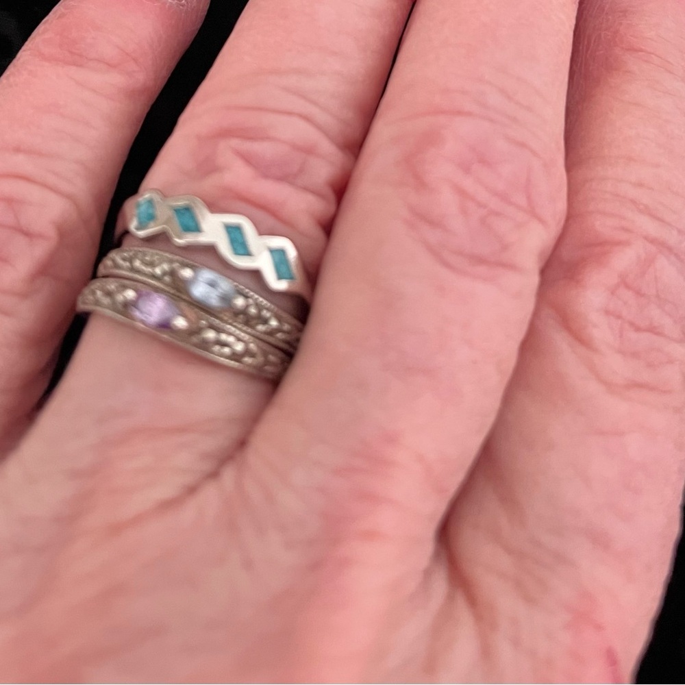 Bundle 3 Sterling Silver rings, size 7.